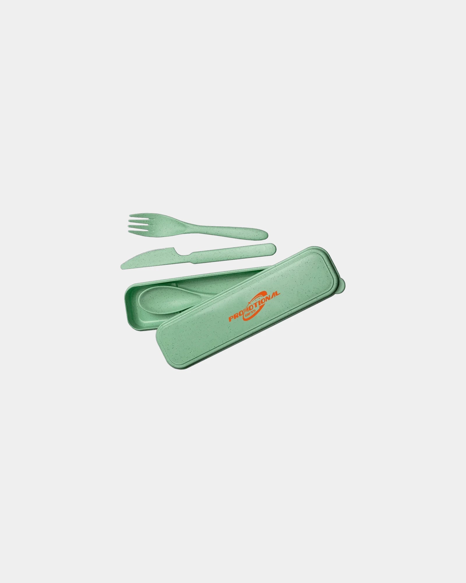 Custom wheat straw cutlery set with travel case - Green